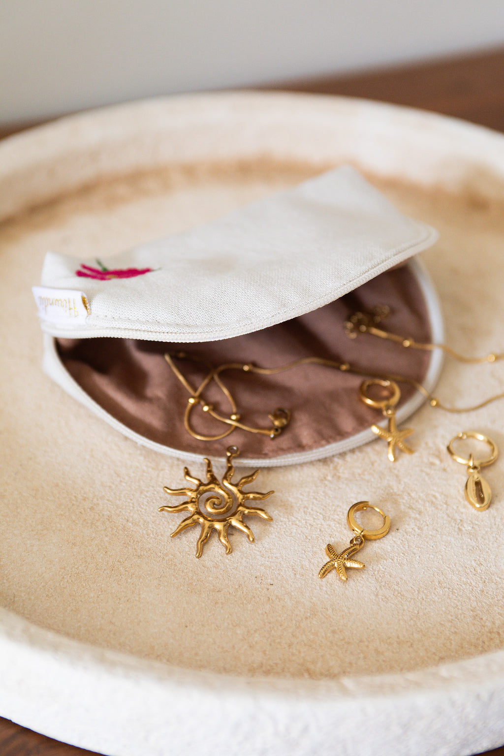 Petite trousse demi-lune "lin" - personnalisable