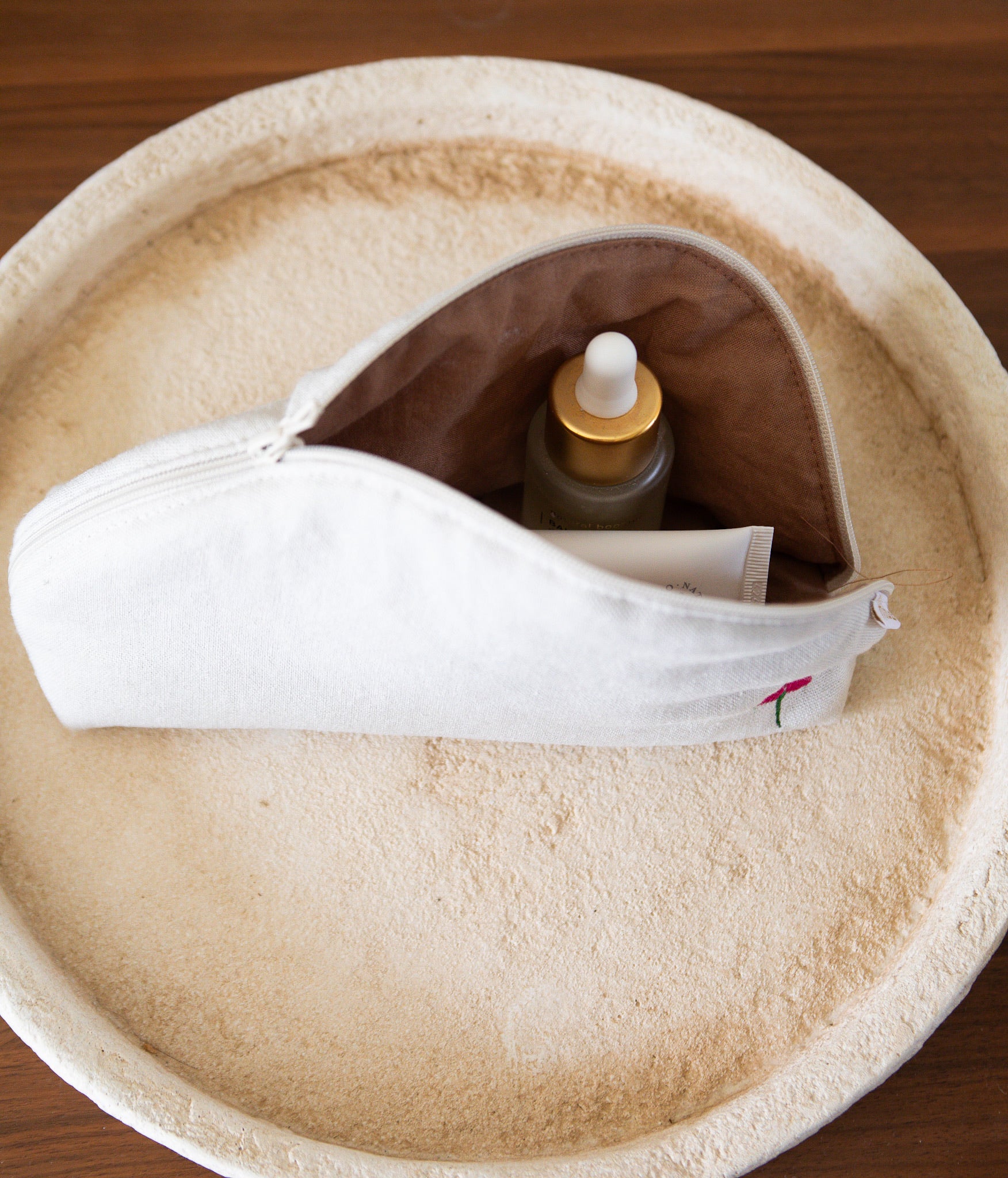 Grande trousse demi-lune "lin" - personnalisable