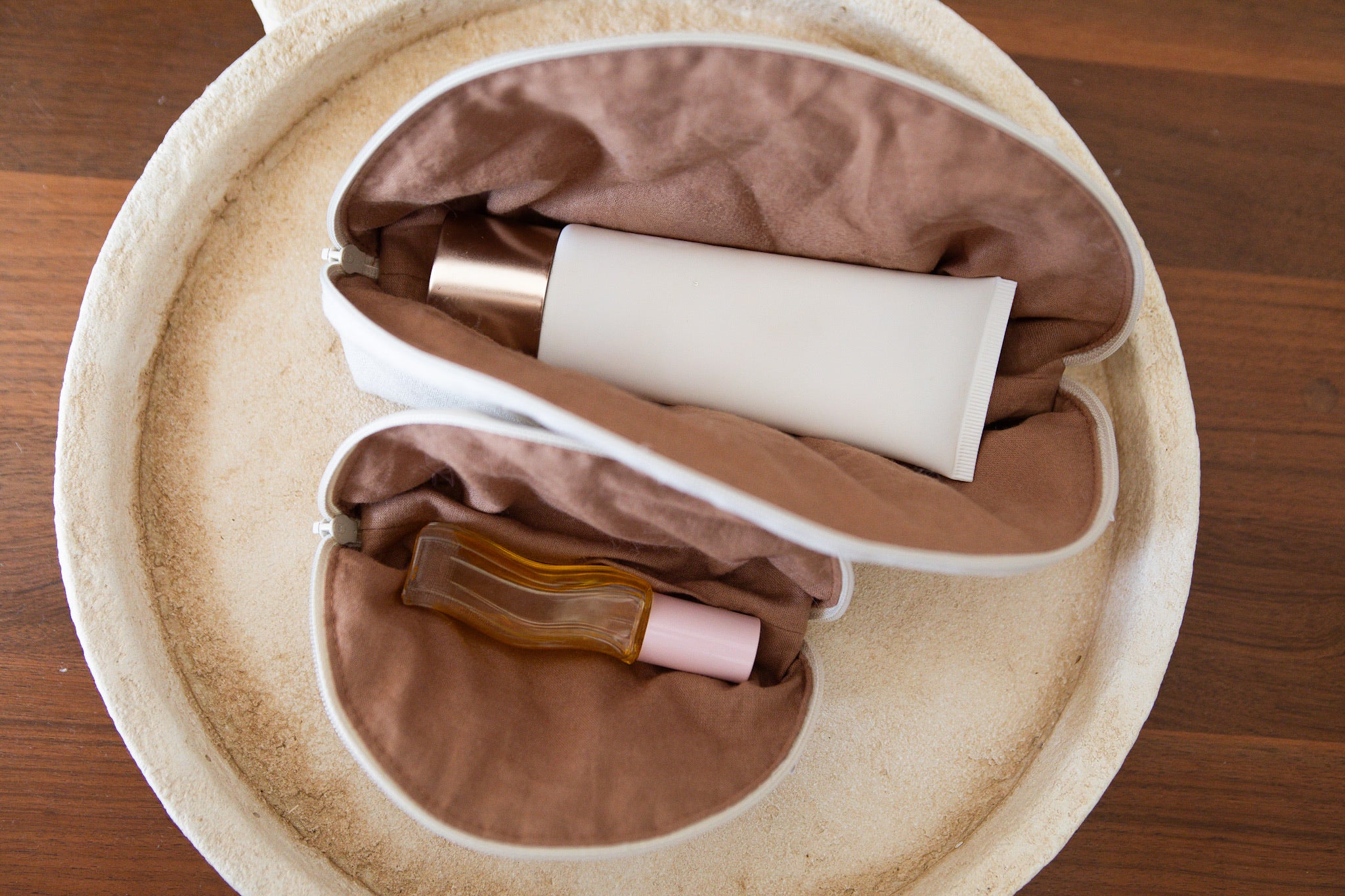 Grande trousse demi-lune "lin" - personnalisable