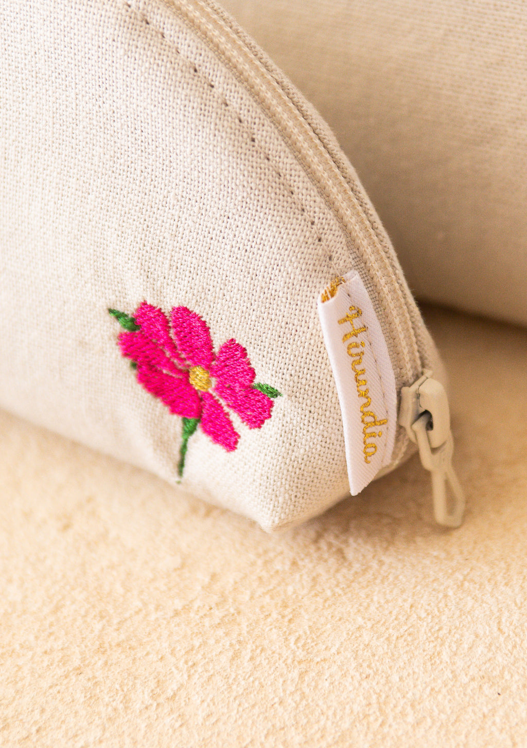 Grande trousse demi-lune "lin" - personnalisable