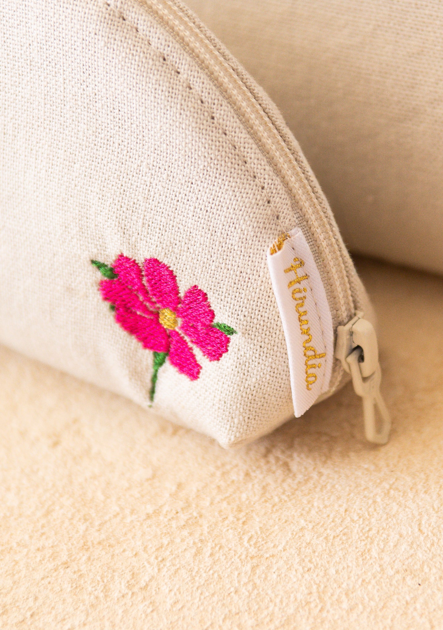 Grande trousse demi-lune "lin" - personnalisable