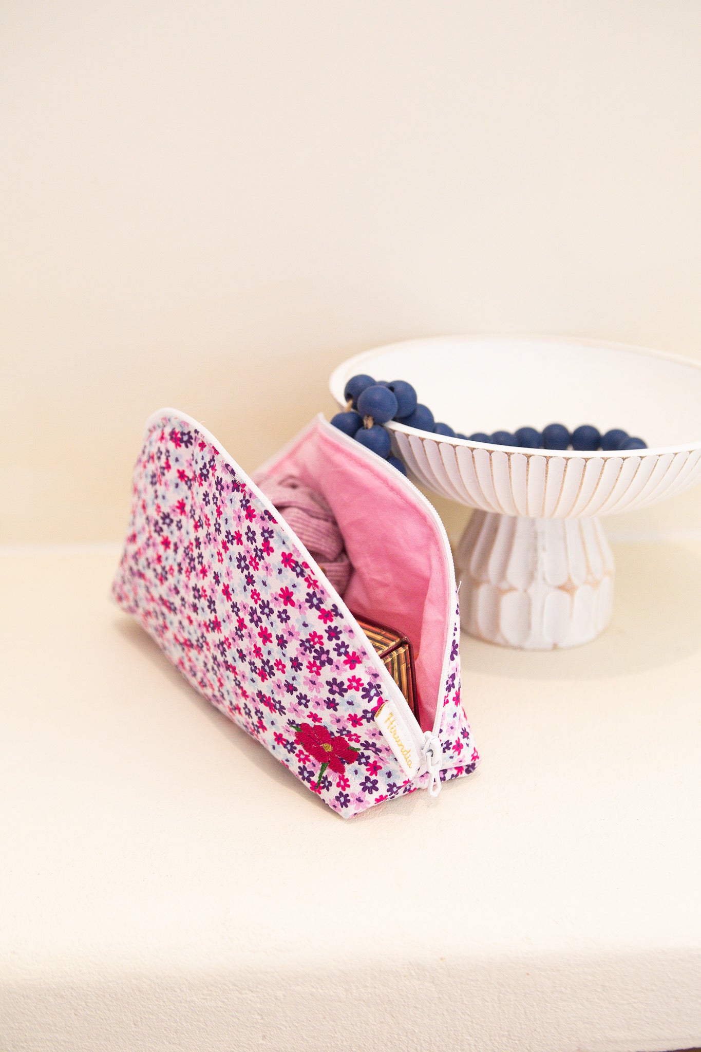Grande trousse demi-lune "Eclosion" - personnalisable
